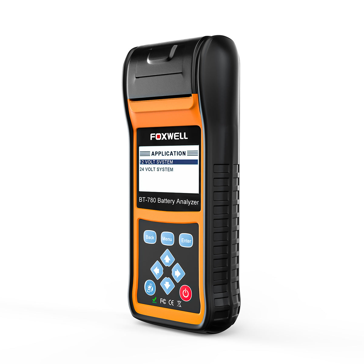 Foxwell BT780 battery tester 6V/12V/24V compatibility marking for automotive battery diagnosis