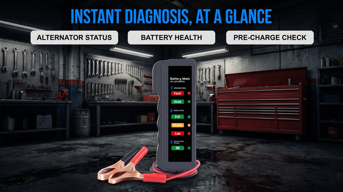 BM310 12V Car Battery Tester, Automotive Digital Alternator Charging System Analyzer with LED Indication, Check Vehicle Battery Condition Detector
