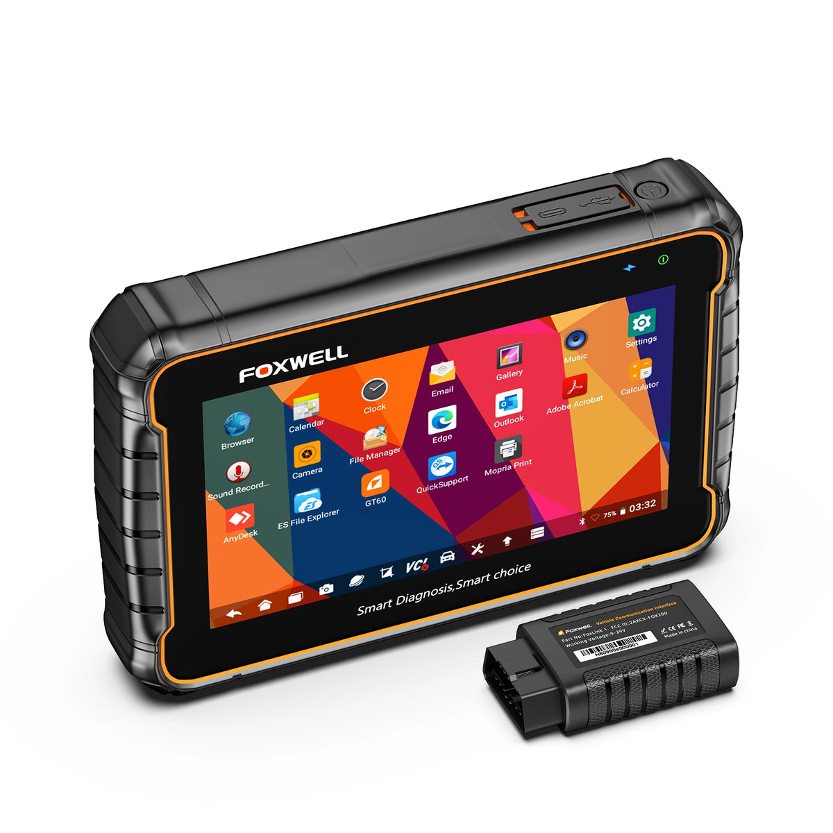 Foxwell GT60 top view showcasing the overall layout and touch screen for seamless diagnostics.