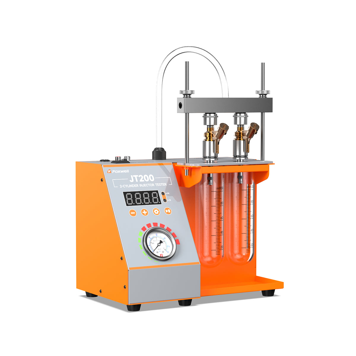 Foxwell JT200 fuel injector cleaner spray pattern test detecting dirty or leaking injectors