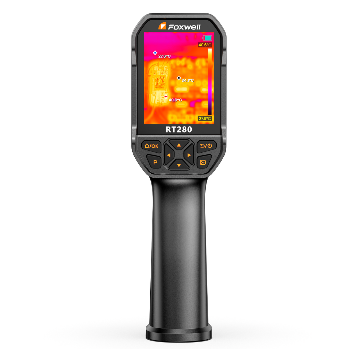 Foxwell RT280 thermal imaging camera - front view showing real-time temperature and hotspot detection